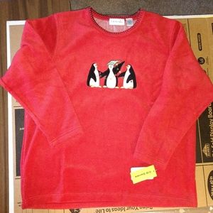 1X Red Fleece pullover sweatshirt